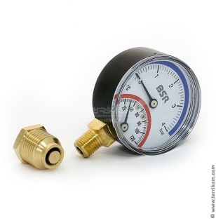Термоманометр BSR 120 &deg;C, 4 бар, ⌀&frac12;", ⌀63, радиальный
