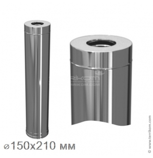 Дымоход МП (сэндвич) l-1,0 м (нерж. 304/0,8 + 430/0,5 мм + ceramics)