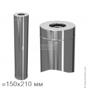 Дымоход МП (сэндвич) l-1,0 м (нерж. 304/0,8 + 430/0,5 мм + ceramics)