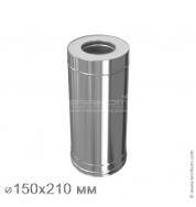 Дымоход МП (сэндвич) l-0,5 м (нерж. 304/0,8 + 430/0,5 мм + ceramics)